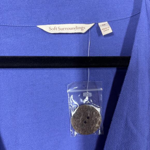 Soft Surroundings Plus Size 2X Benedetta Gauze Topper Cardigan Blue One Button - Picture 6 of 7